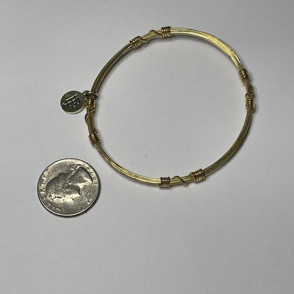 BOURBON & BOWETIES gold tone bracelet bangle COLOR signed jewelry wire wrapped - Picture 2 of 10